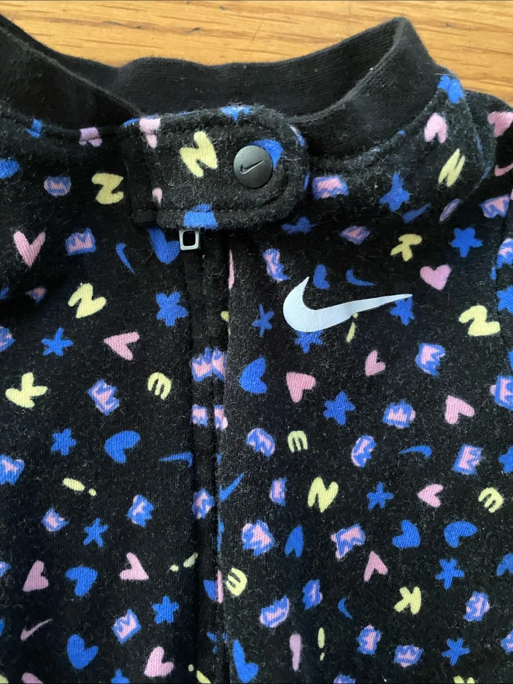 Nike Kids Footed One-Piece Pajamas in Lavender and Black